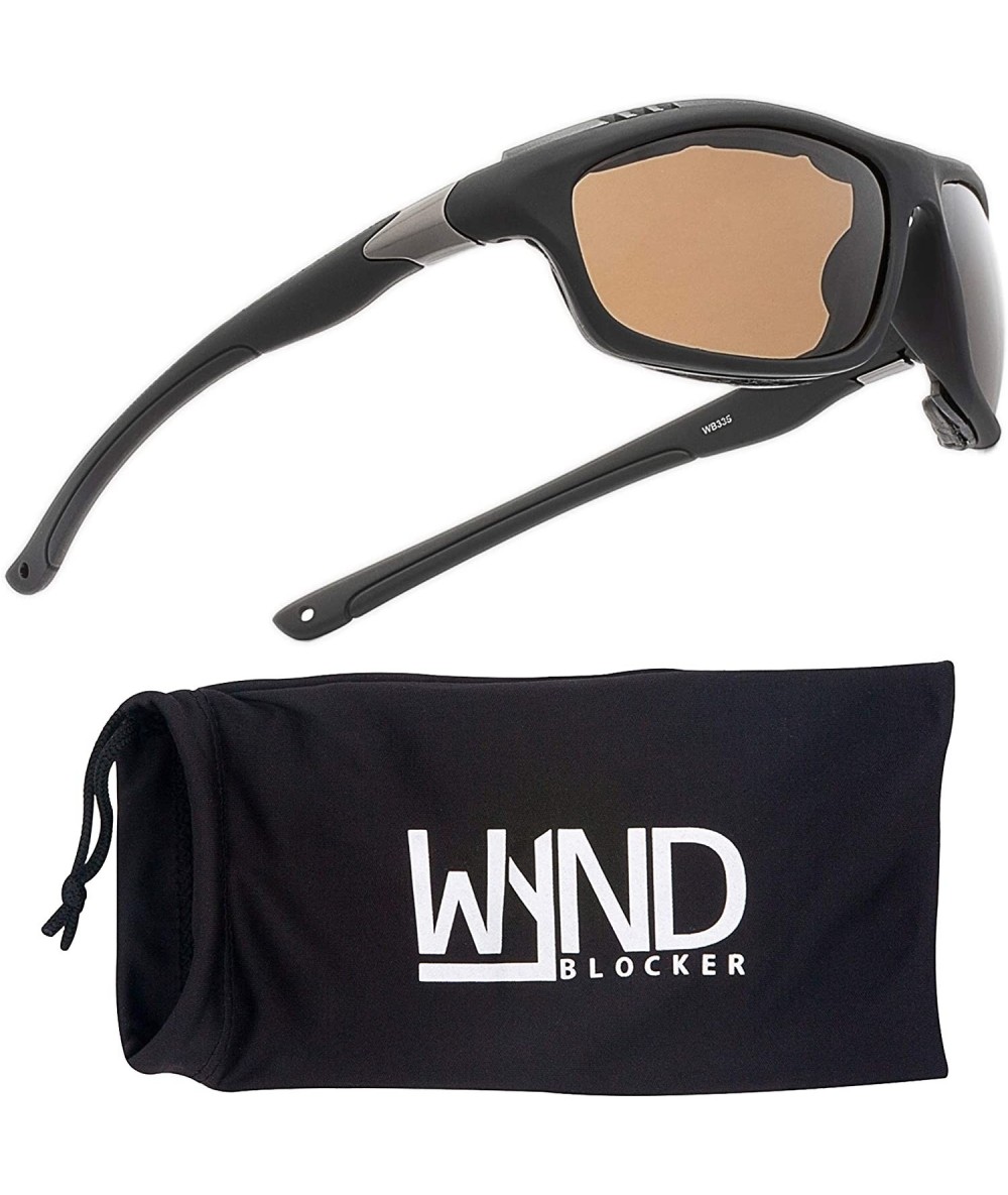 Sport Airdam Sunglasses Motorcycle Riding- Driving- Fishing- Boating Wrap - Black - Amber - C6196MTW60T $38.94