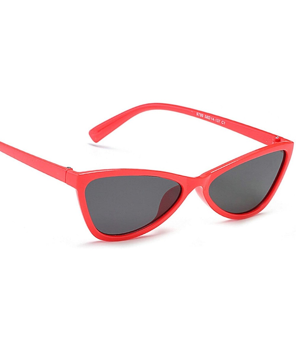 Oversized Retro Cat's Eye Sunglasses for women PC AC UV400 Sunglasses - Red Gray - C318T4A33NG $28.16