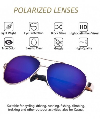 Round Driving Polarized Sunglasses for Men Classic Aviator Sports Sunglasses - Gold Frame/Dark Blue Lens - CY18GGYWWQN $40.03