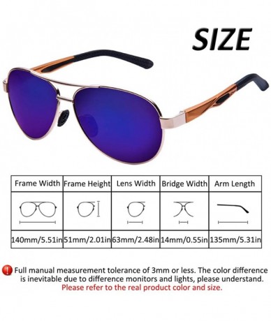 Round Driving Polarized Sunglasses for Men Classic Aviator Sports Sunglasses - Gold Frame/Dark Blue Lens - CY18GGYWWQN $40.03