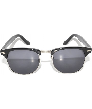 Wayfarer Classic Retro Stylish Metal Half Frame Colored Lens Sunglasses Uv 400 - 01 Black-silver Smoke - CM11NOLQZOT $18.00