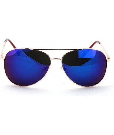 Aviator Polarized Mirror Aviator Sunglasses With Spring Hinge - Adult Standard Size - Lighweight - Gold Blue - CI18DI50WNQ $2...