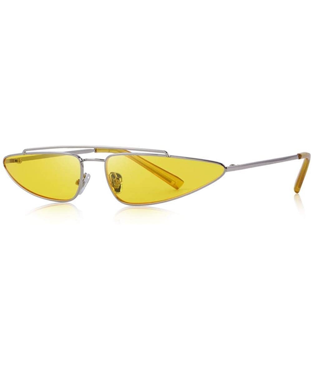 Aviator DESIGN Women Small Frame Cat Eye Sunglasses Retro Style C04 Yellow - C04 Yellow - CZ18YZSC9ZG $30.53