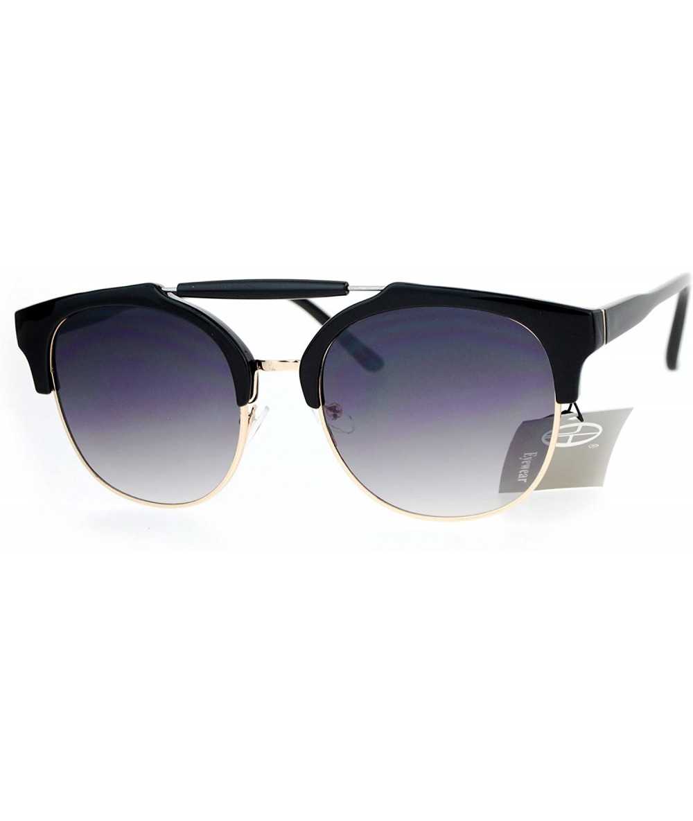 Aviator Vintage Retro Sunglasses Bold Arched Top Designer Fashion Shades - Black (Smoke) - CW18754CN6Q $22.58