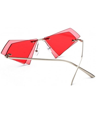 Rimless personality irregular double-layer triangle frameless retro unisex sunglasses - Red - CD18GOAZYHY $22.69