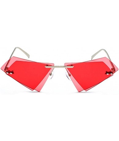 Rimless personality irregular double-layer triangle frameless retro unisex sunglasses - Red - CD18GOAZYHY $22.69