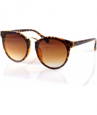 Wayfarer Horn Rimmed Gradient Mirror Lens Cat-Eye Round Couple Sunglasses A197 - Tortoise/ Brown Gr - CK18EL3YG6K $24.41