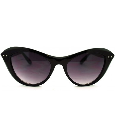 Cat Eye Narrow Retro Womens Cat Eye Thick Plastic 20s Brow Sunglasses - Black Smoke - CT11L9LF6FF $19.21