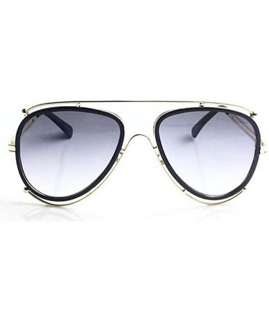 Aviator Isidora Style Carlina Aviator Metal Temple Square Resin Women Large Sunglasses - Black - CY18OIHORE2 $16.58