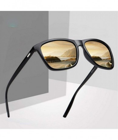 Aviator Classic Polarized Sunglasses Men Retro Brand Designer Sun Glasses Black Multi - Blue - CH18XDWWYDI $18.86