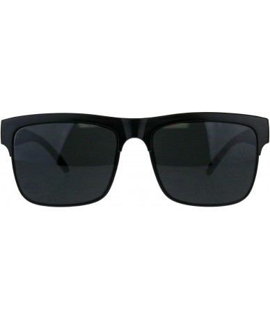 Rectangular Mens All Black Sunglasses Designer Style Rectangular Bold Top Shades - Matte Black - CL18IIIGUW5 $19.46