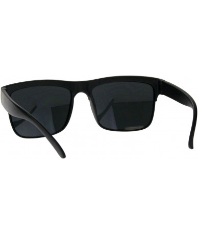 Rectangular Mens All Black Sunglasses Designer Style Rectangular Bold Top Shades - Matte Black - CL18IIIGUW5 $19.46