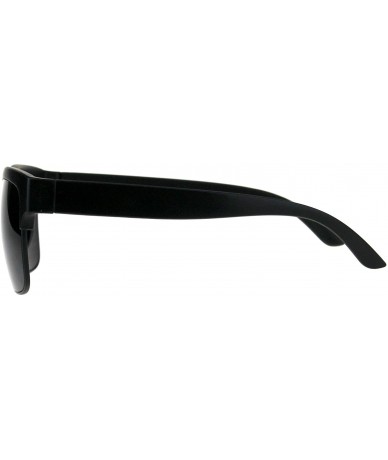 Rectangular Mens All Black Sunglasses Designer Style Rectangular Bold Top Shades - Matte Black - CL18IIIGUW5 $19.46