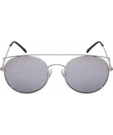 Aviator 2016 Fashion Sunglasses w/Pointed Brow Bar Color Mirror Lens 25104-REV - Silver/Mirrored Lens - CK12FNDF00F $19.89