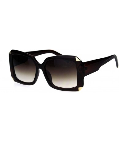 Rectangular Womens Mod Design Elegant Luxury Fashion Rectangular Sunglasses - All Brown - CJ18IDTZN9C $24.25