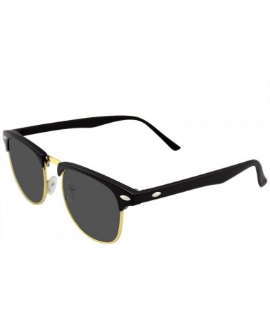 Rimless Vintage Inspired Classic Half Frame Horned Rim Sunglasses - Black Gold - CK11HUWAFJN $18.79