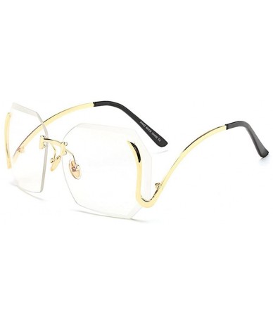 Rimless Unique Design Rimless Geometric Sunglasses Clear and Color With Box - Gold-clear - CI17YEMSZMZ $27.54