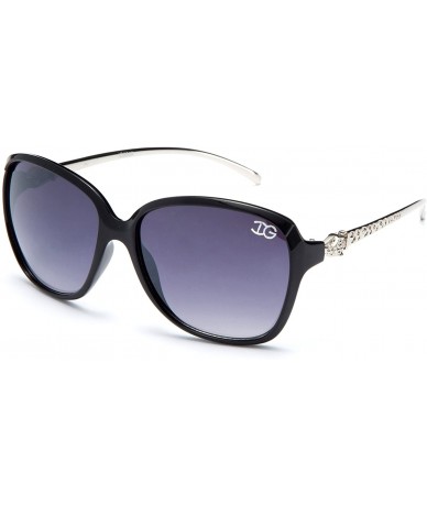 Round Malina" - Oversized Fashion Sunglasses in Round Design for Women - Black/Silver - C117YKGL6MU $19.37