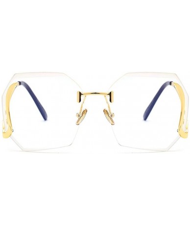 Rimless Unique Design Rimless Geometric Sunglasses Clear and Color With Box - Gold-clear - CI17YEMSZMZ $27.54