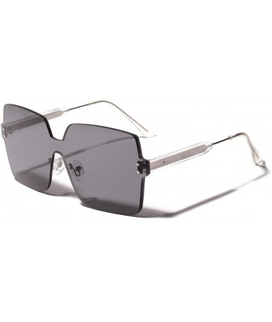 Rimless Frameless Sunglasses Vintage Blocking - Black - CC18QZ87UIY $20.29