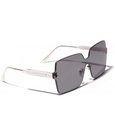 Rimless Frameless Sunglasses Vintage Blocking - Black - CC18QZ87UIY $20.29