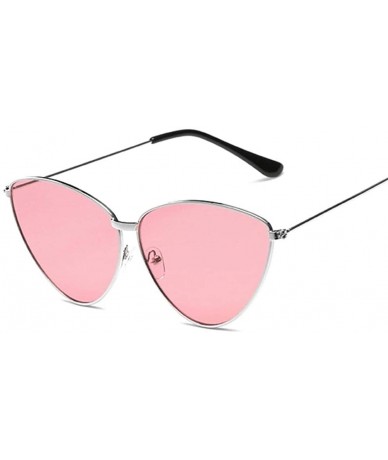 Cat Eye Women Metal Frame Cat Eye Sunglasses UV400 Mirror Sun Glasses Female Vintage Eyewear - Silverpink - CO199QD4MGE $18.33