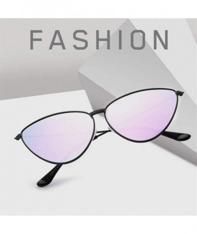 Cat Eye Women Metal Frame Cat Eye Sunglasses UV400 Mirror Sun Glasses Female Vintage Eyewear - Silverpink - CO199QD4MGE $18.33