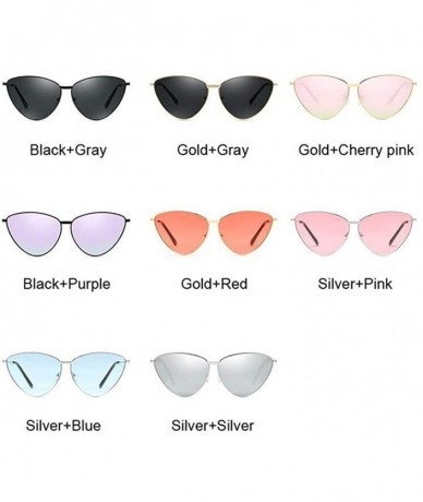 Cat Eye Women Metal Frame Cat Eye Sunglasses UV400 Mirror Sun Glasses Female Vintage Eyewear - Silverpink - CO199QD4MGE $18.33