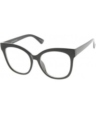 Oversized Women's Horn Rimmed Clear Flat Lens Oversize Cat Eye Glasses 57mm - Black / Clear - CI12LZRUV7Z $20.08