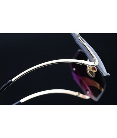 Rimless Unique Design Rimless Geometric Sunglasses Clear and Color With Box - Gold-clear - CI17YEMSZMZ $27.54