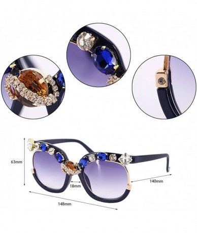 Semi-rimless Fashion Punk Sunglasses for Women Men - Square Glasses Matel Frame UV400 Protection - Blue - CJ190QZZ2H5 $29.67