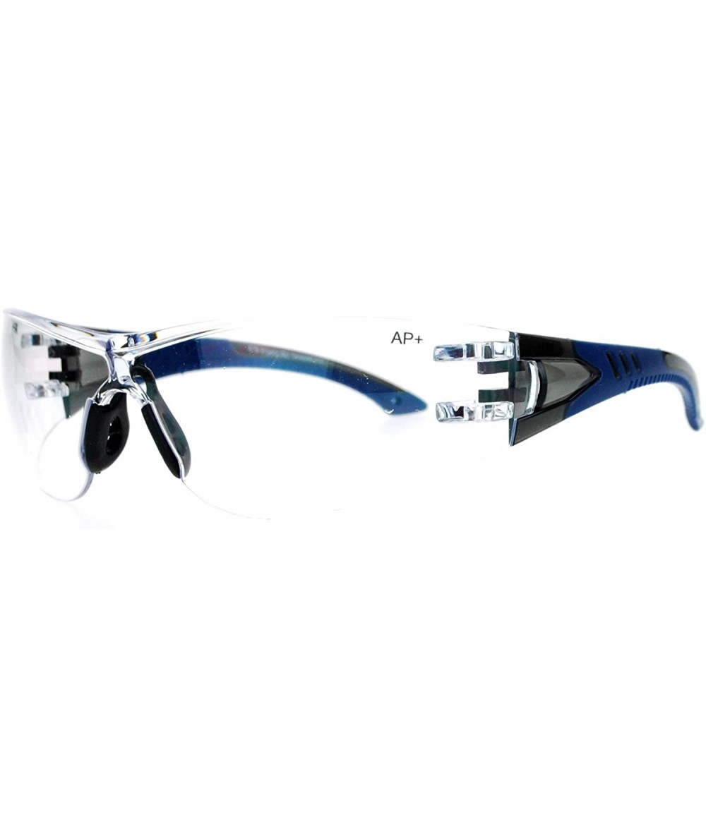 Wrap Protective Safety Glasses Rimless Wrap Around Shatterproof ANSI Z87.1+ - Blue (Clear) - C7188XLAT88 $19.71