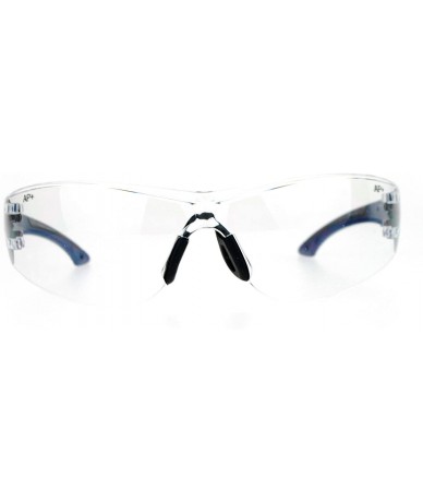 Wrap Protective Safety Glasses Rimless Wrap Around Shatterproof ANSI Z87.1+ - Blue (Clear) - C7188XLAT88 $19.71