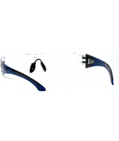 Wrap Protective Safety Glasses Rimless Wrap Around Shatterproof ANSI Z87.1+ - Blue (Clear) - C7188XLAT88 $19.71