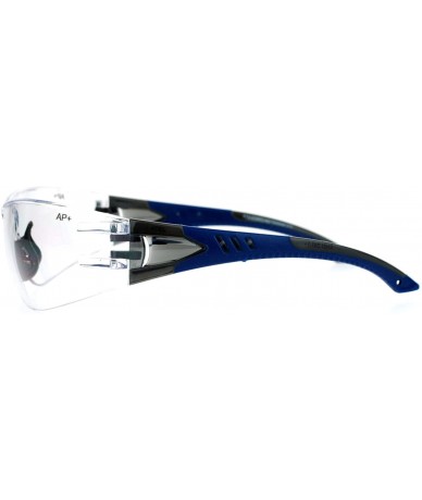 Wrap Protective Safety Glasses Rimless Wrap Around Shatterproof ANSI Z87.1+ - Blue (Clear) - C7188XLAT88 $19.71