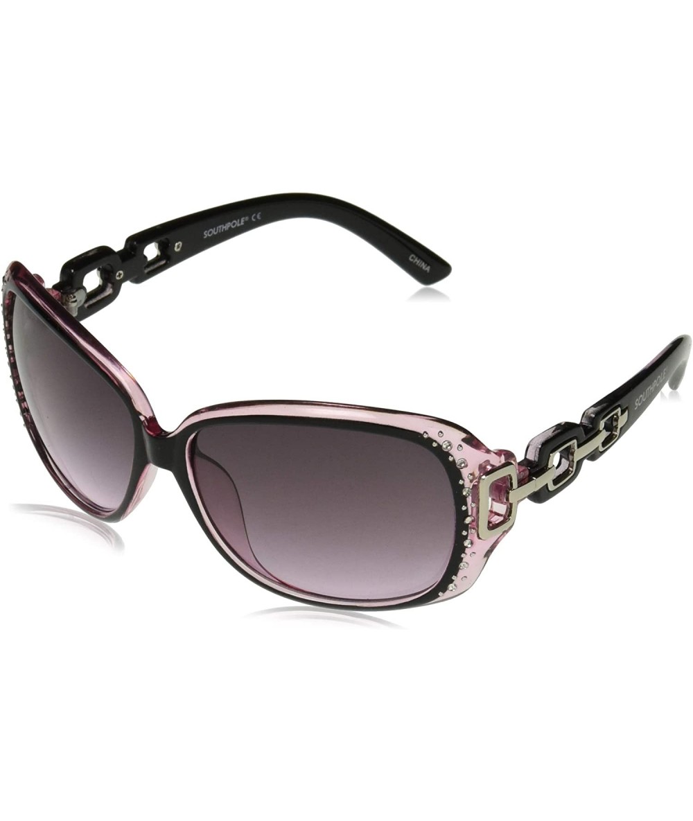 Round Women's 1017SP Oval Rhinestone Crystal Accented Sunglasses with 100% UV Protection - 70 mm - Black Pink - C118NN76OSY $...