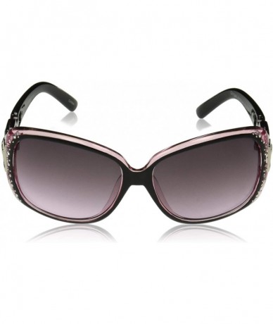 Round Women's 1017SP Oval Rhinestone Crystal Accented Sunglasses with 100% UV Protection - 70 mm - Black Pink - C118NN76OSY $...