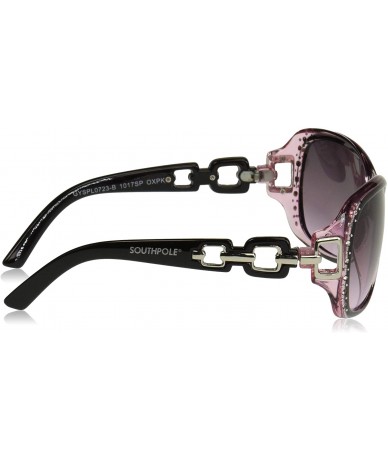 Round Women's 1017SP Oval Rhinestone Crystal Accented Sunglasses with 100% UV Protection - 70 mm - Black Pink - C118NN76OSY $...