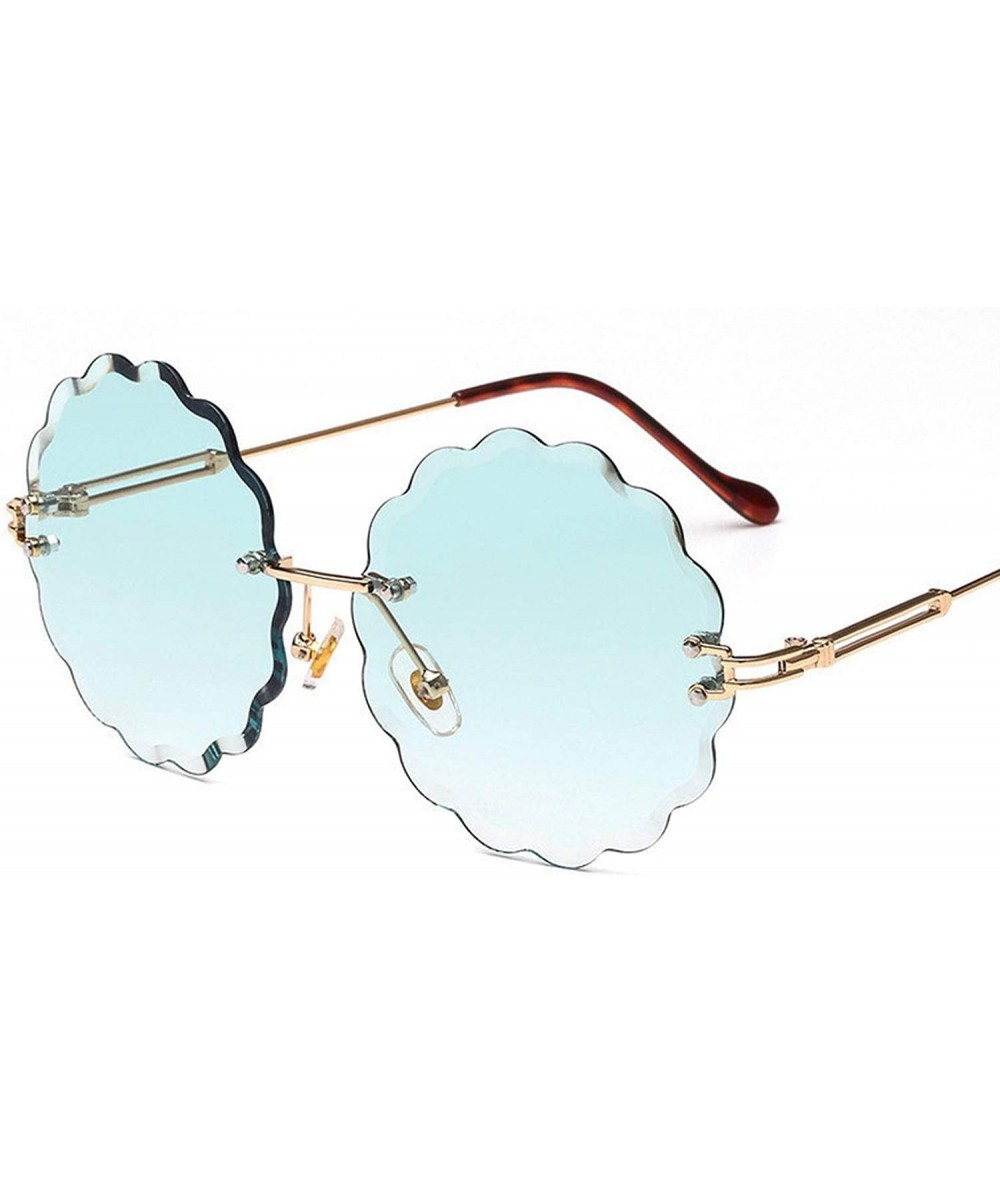 Rimless New Round Rimless Flower Sunglasses Metal Frame Sun Glasses Unique Decoration Eyewears - 5 - CP18W8X9QLW $44.61