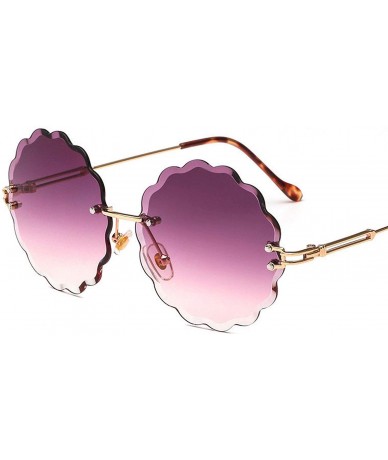 Rimless New Round Rimless Flower Sunglasses Metal Frame Sun Glasses Unique Decoration Eyewears - 5 - CP18W8X9QLW $44.61