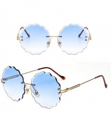 Rimless New Round Rimless Flower Sunglasses Metal Frame Sun Glasses Unique Decoration Eyewears - 5 - CP18W8X9QLW $44.61