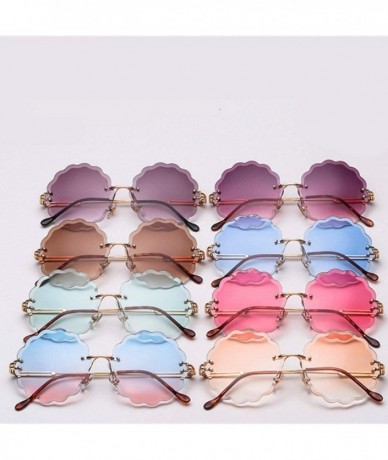 Rimless New Round Rimless Flower Sunglasses Metal Frame Sun Glasses Unique Decoration Eyewears - 5 - CP18W8X9QLW $44.61