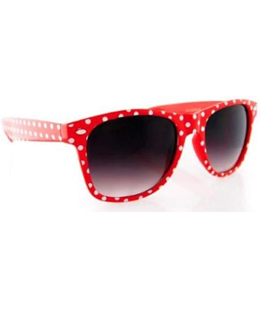 Square 1 Pcs Polka Dot Classic Vintage Retro Style Sunglasses 80's Sunnies Dark Lens - Choose Color - Red - CI18MHKOUA7 $30.50