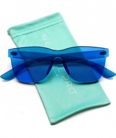 Rectangular Horn Rimmed Tinted Colorful Lens Rimless Sunglasses - Clear Blue Frame - CO18D8XITD0 $19.21