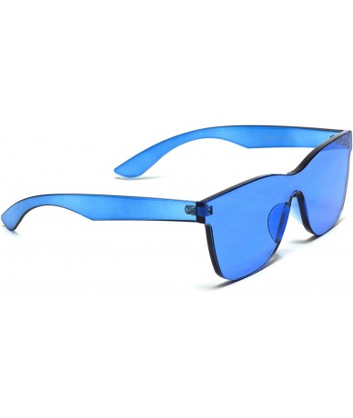 Rectangular Horn Rimmed Tinted Colorful Lens Rimless Sunglasses - Clear Blue Frame - CO18D8XITD0 $19.21