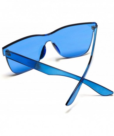 Rectangular Horn Rimmed Tinted Colorful Lens Rimless Sunglasses - Clear Blue Frame - CO18D8XITD0 $19.21