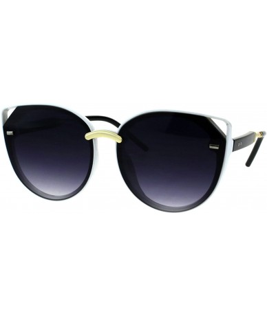 Oversized Womens Retro Mod Designer Oversize Plastic Cat Eye Sunglasses - White Black Smoke - CQ18EKYXH32 $24.09