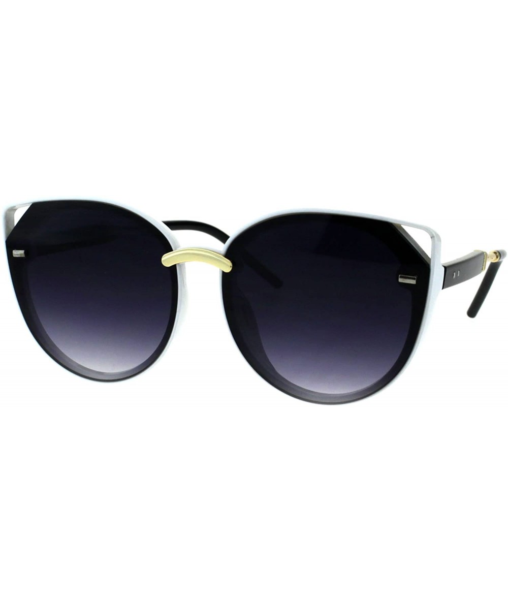 Oversized Womens Retro Mod Designer Oversize Plastic Cat Eye Sunglasses - White Black Smoke - CQ18EKYXH32 $24.09