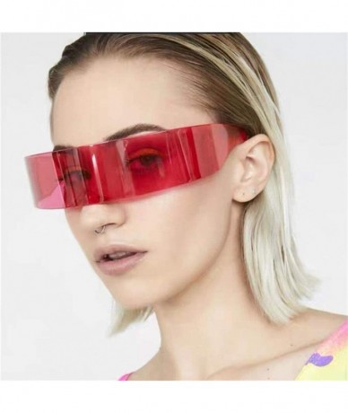 Goggle Futuristic Wrap Around Goggle Sunglasses Women Unique Mirror Pink Silver Black Lens Glasses Men Mask Sunglasses - CW19...