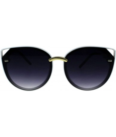 Oversized Womens Retro Mod Designer Oversize Plastic Cat Eye Sunglasses - White Black Smoke - CQ18EKYXH32 $24.09